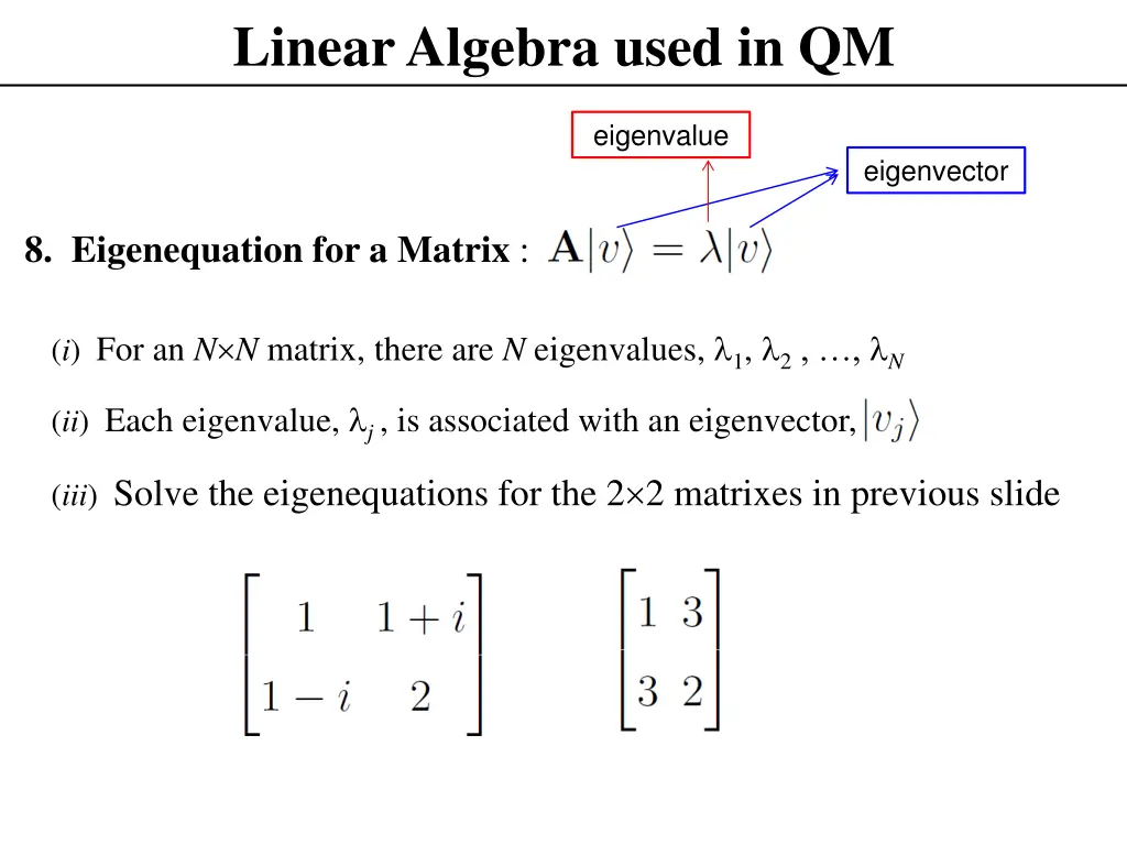 linear algebra used in qm 7