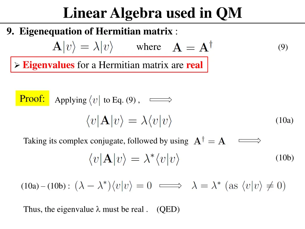 linear algebra used in qm 8