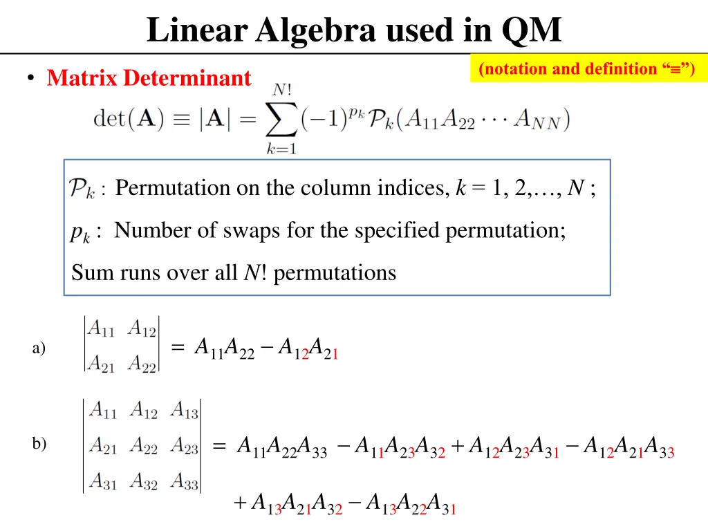 linear algebra used in qm