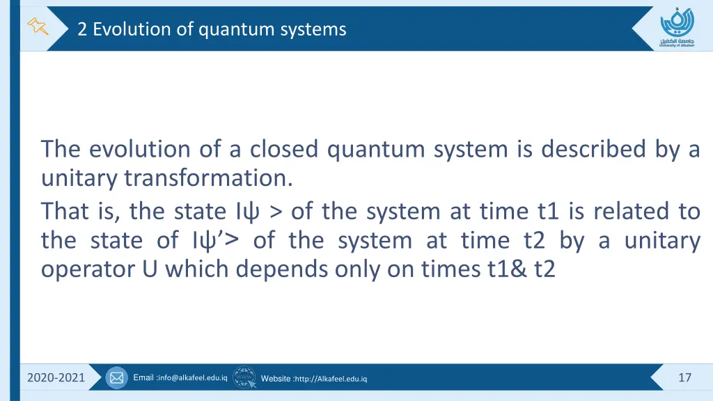 2 evolution of quantum systems