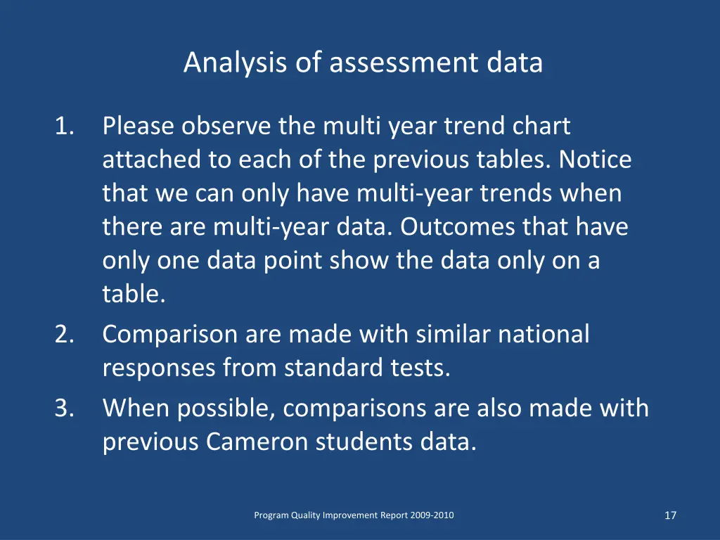 analysis of assessment data