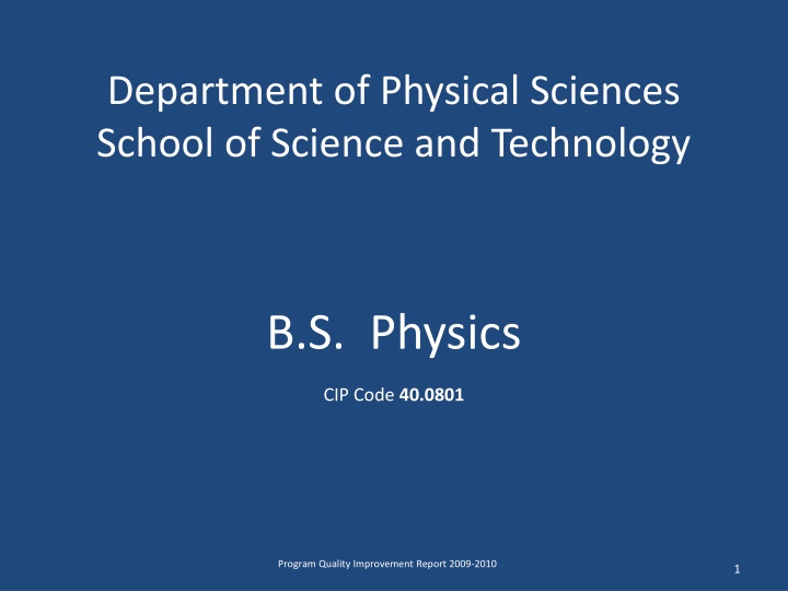 department of physical sciences school of science