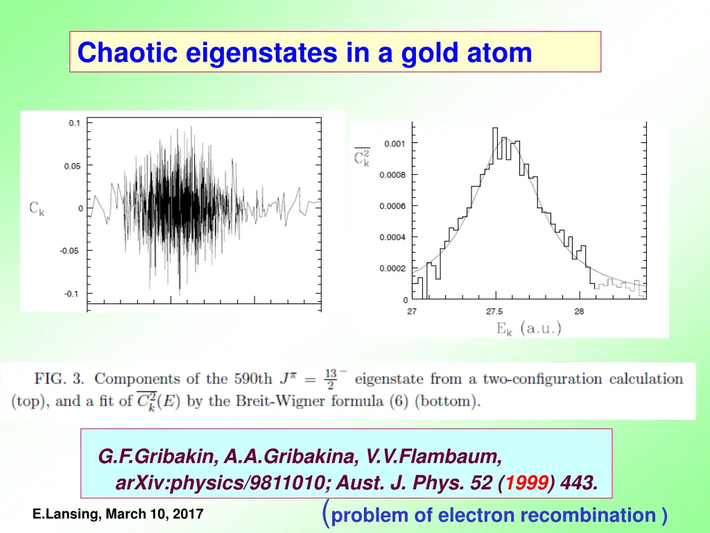 chaotic eigenstates in a gold atom