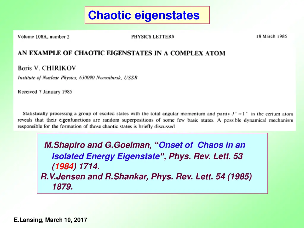 chaotic eigenstates