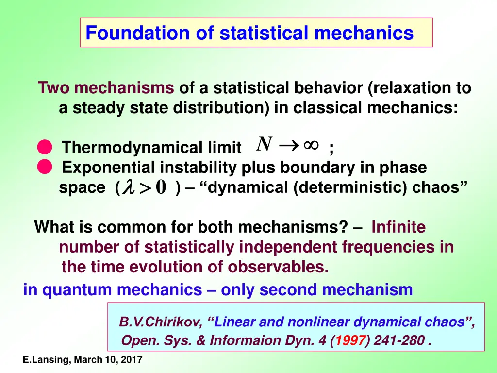 foundation of statistical mechanics