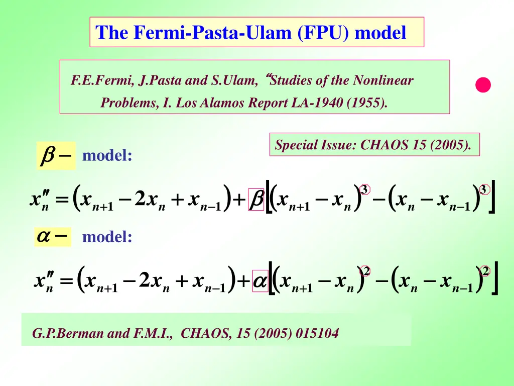 the fermi pasta ulam fpu model