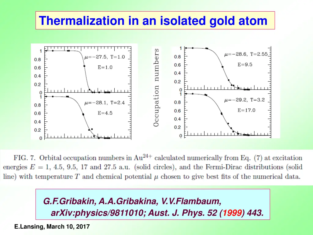 thermalization in an isolated gold atom