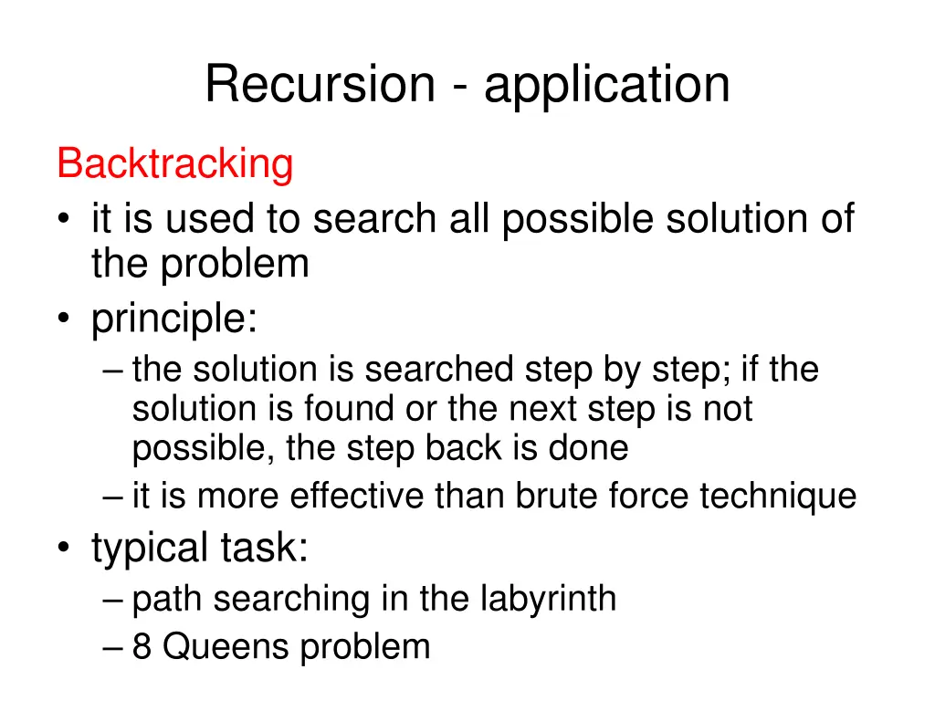 recursion application