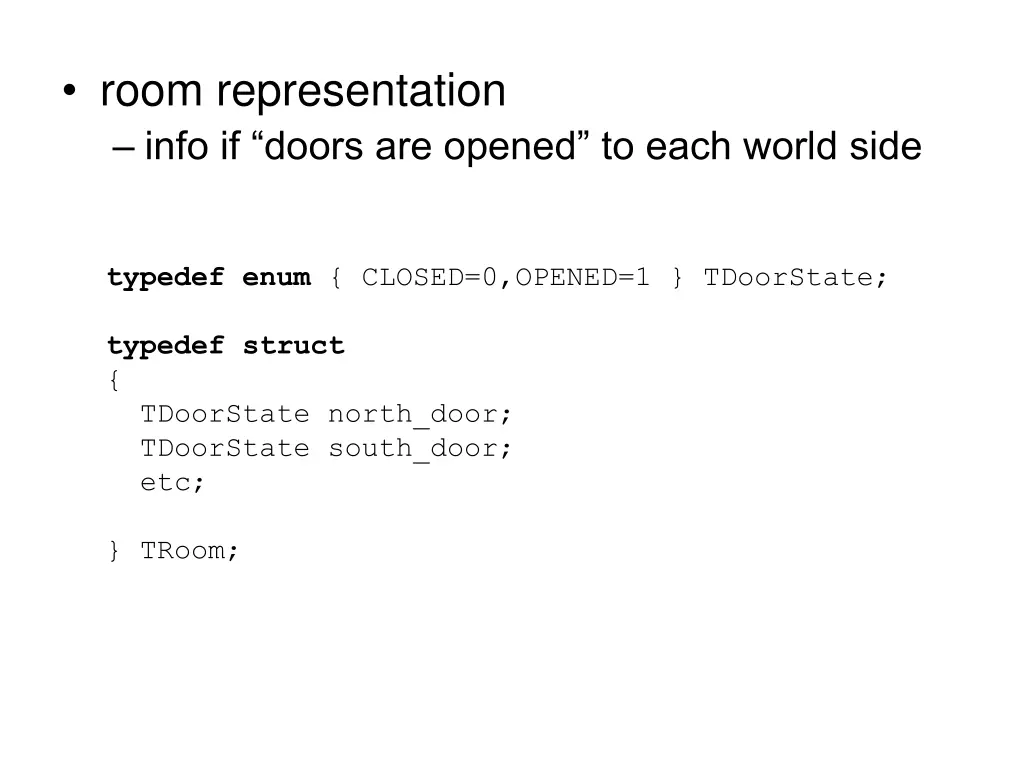 room representation info if doors are opened
