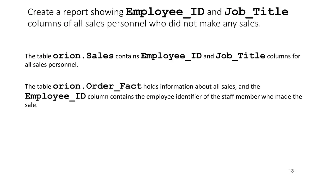 create a report showing employee id and job title