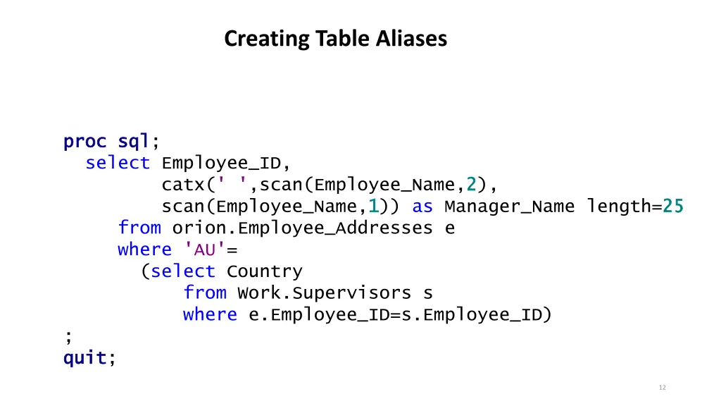 creating table aliases 1