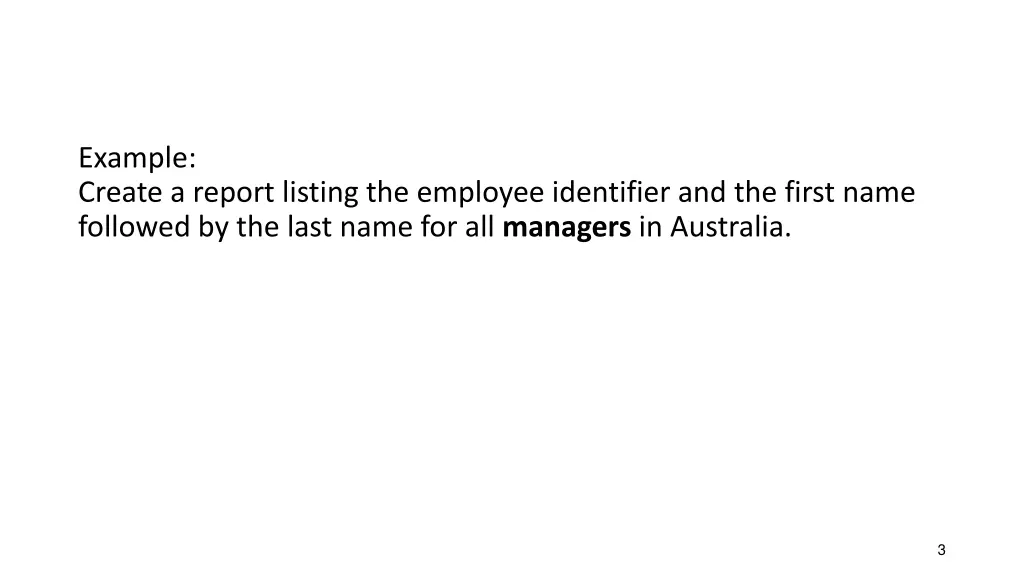 example create a report listing the employee