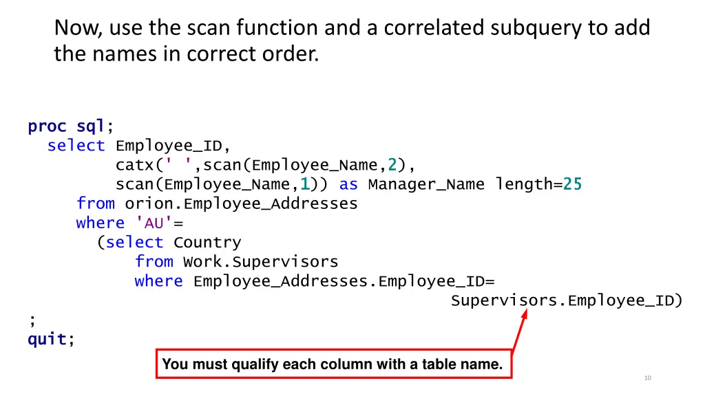 now use the scan function and a correlated
