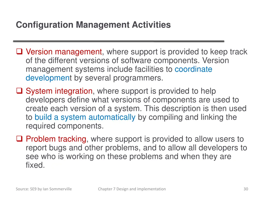 configuration management activities