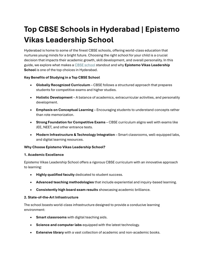 top cbse schools in hyderabad epistemo vikas