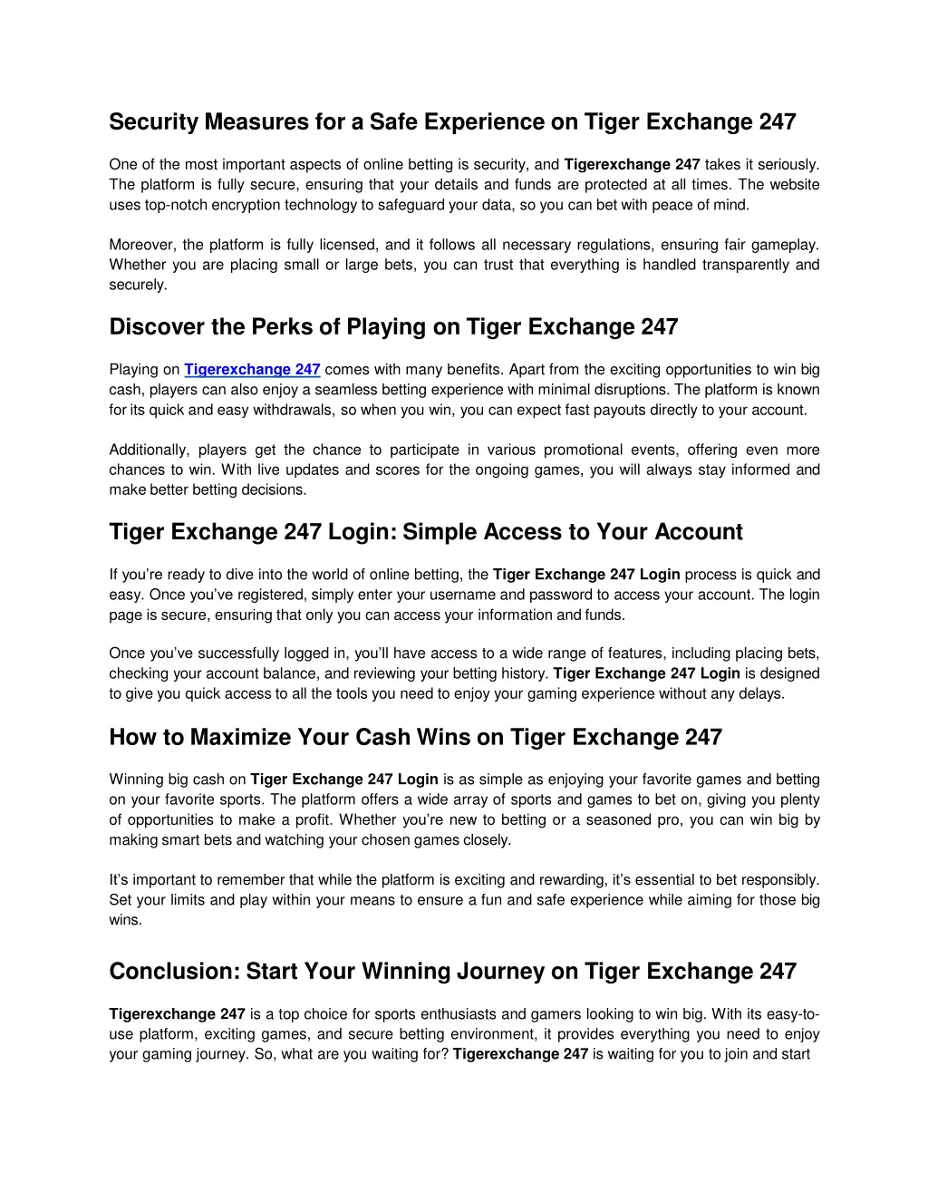 security measures for a safe experience on tiger