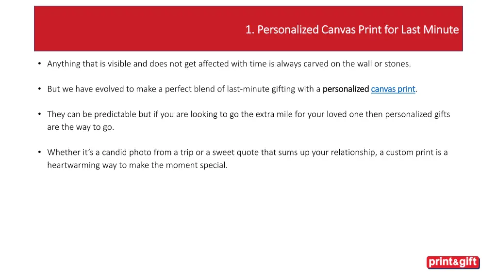 1 personalized canvas print for last minute
