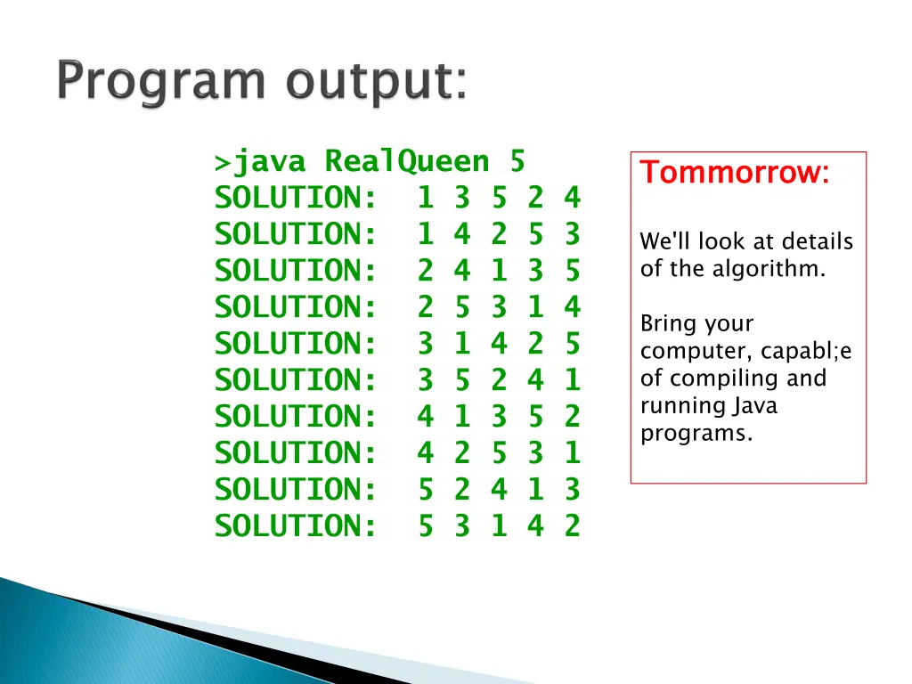 java realqueen 5 solution 1 3 5 2 4 solution