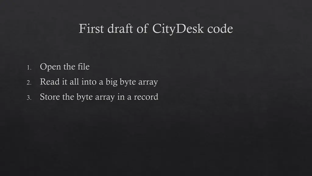 first draft of citydesk code