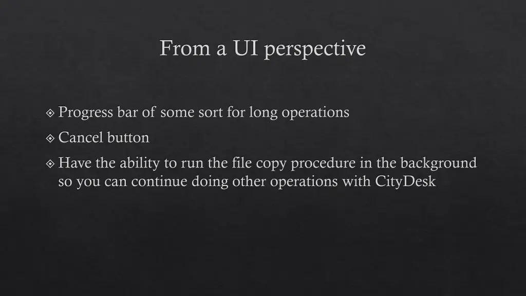 from a ui perspective