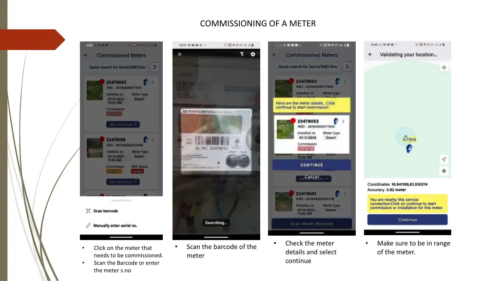 commissioning of a meter