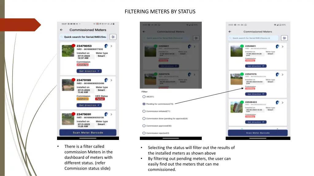 filtering meters by status