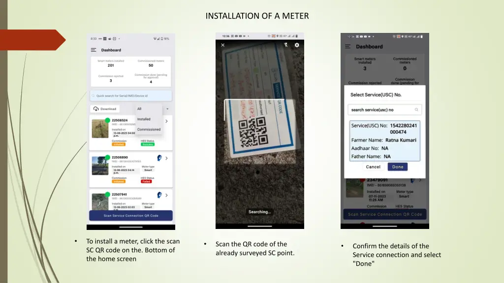 installation of a meter