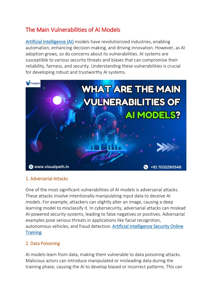 the main vulnerabilities of ai models the main