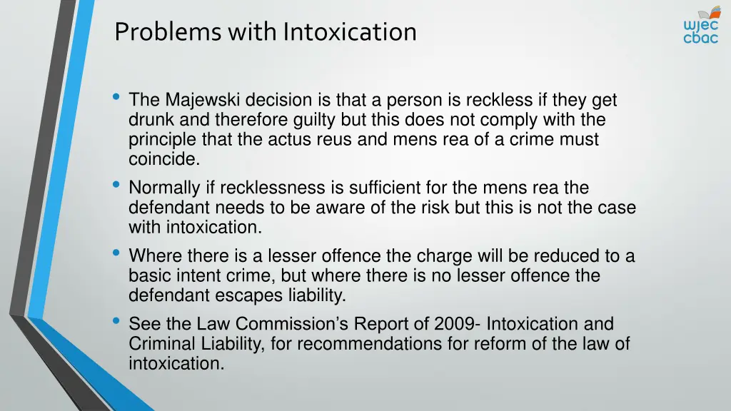 problems with intoxication