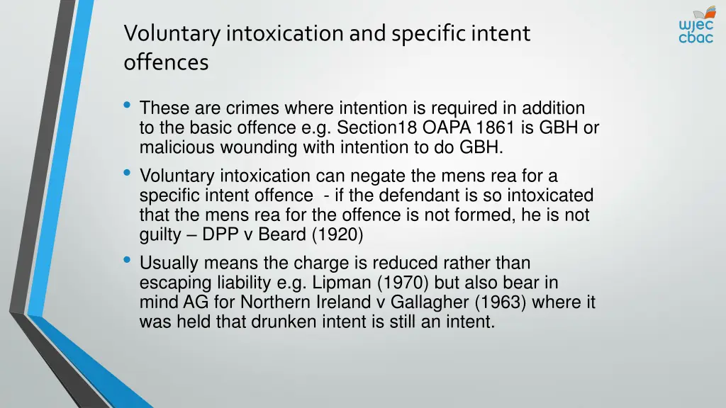 voluntary intoxication and specific intent