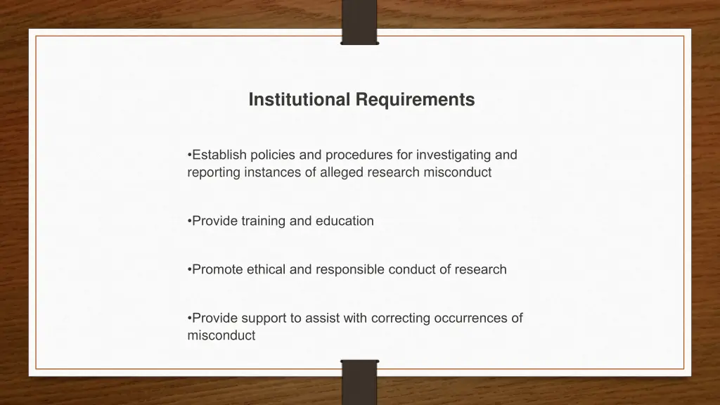 institutional requirements