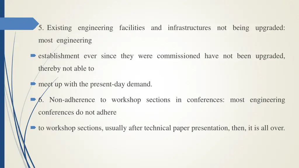 5 existing engineering facilities
