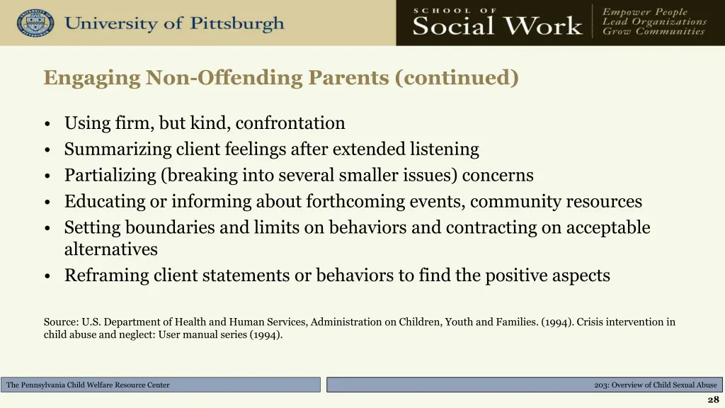 engaging non offending parents continued