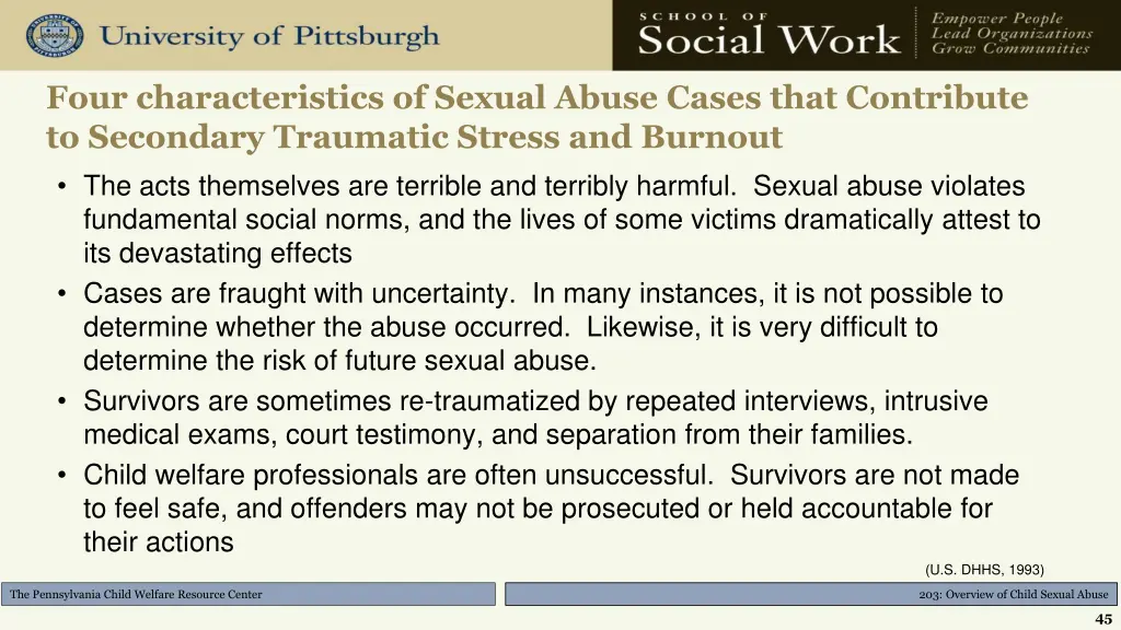 four characteristics of sexual abuse cases that