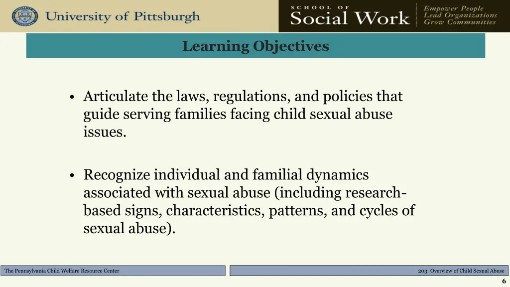 learning objectives