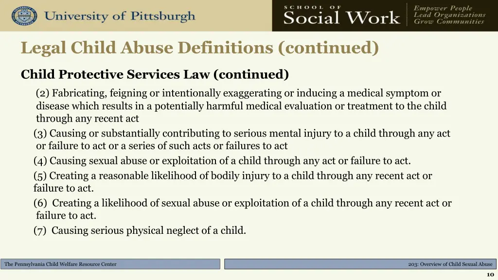legal child abuse definitions continued