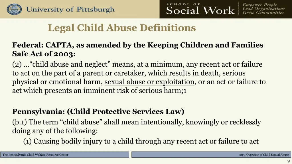 legal child abuse definitions federal capta