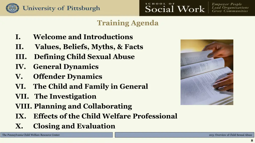 training agenda