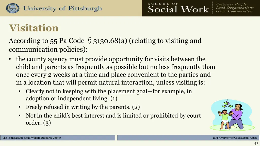visitation according to 55 pa code 3130