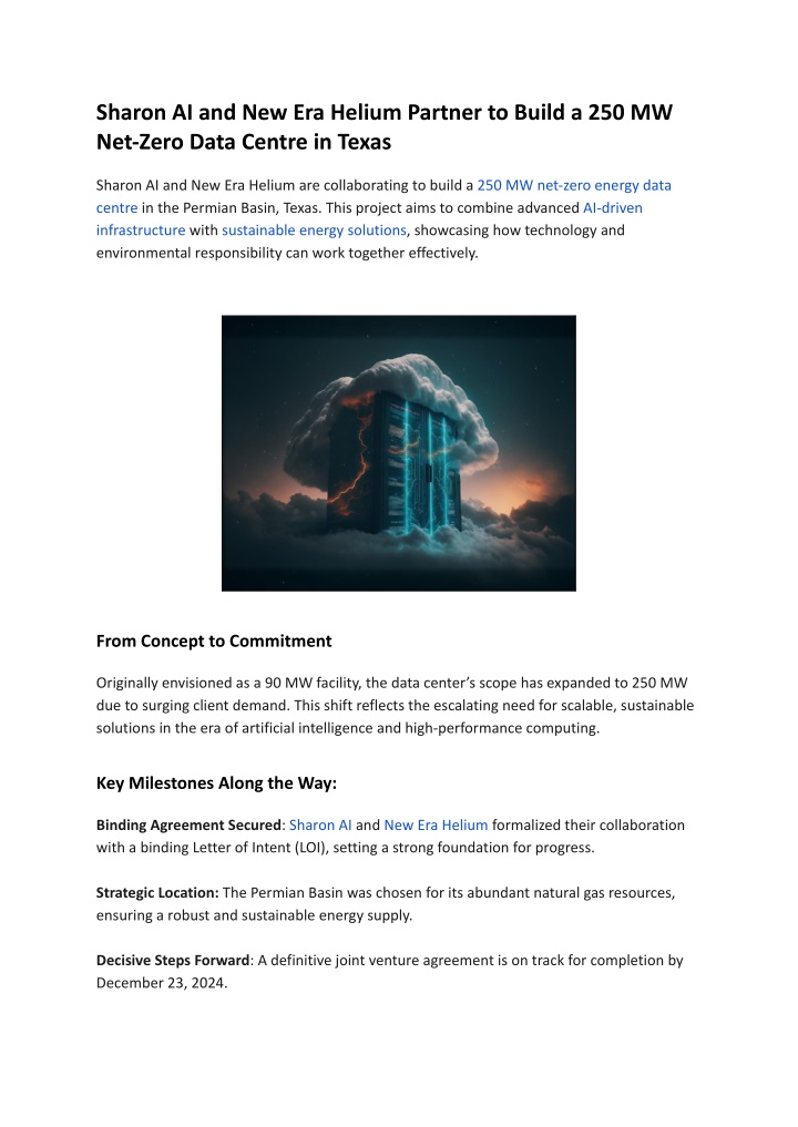 sharon ai and new era helium partner to build