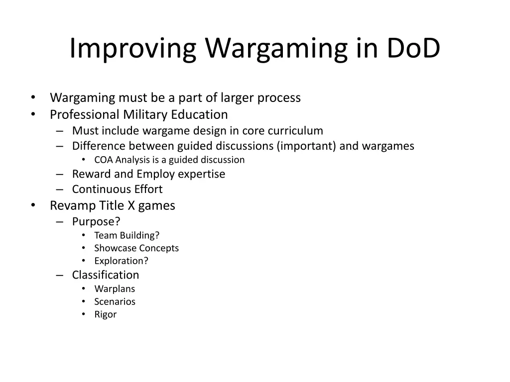 improving wargaming in dod 1