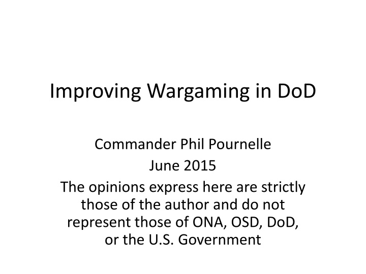 improving wargaming in dod