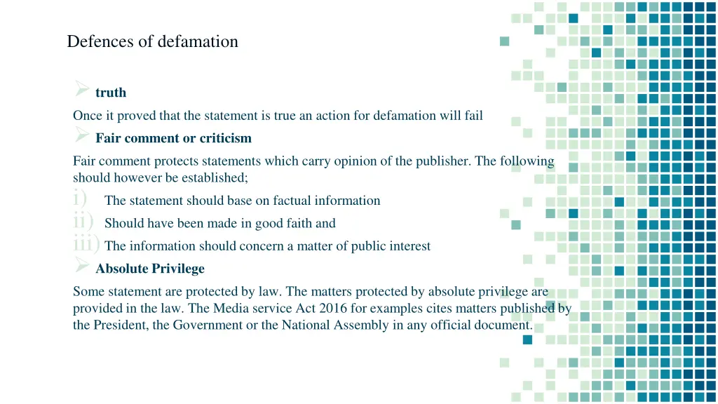 defences of defamation
