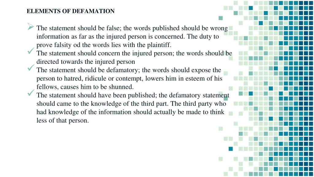 elements of defamation