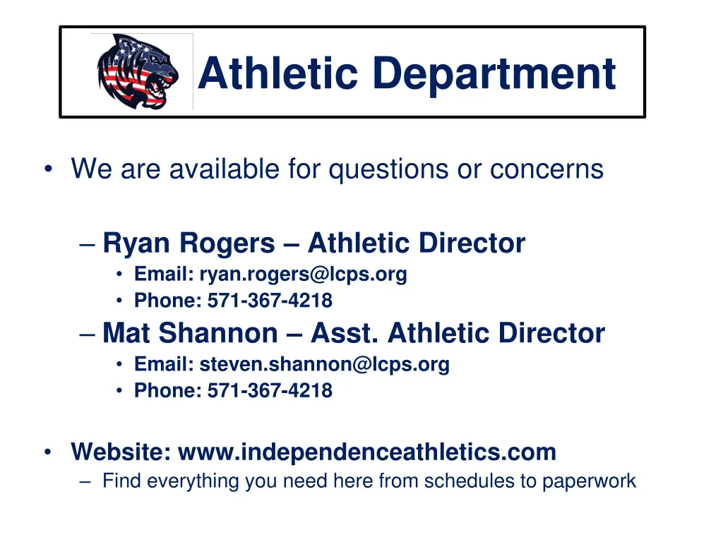 athletic department