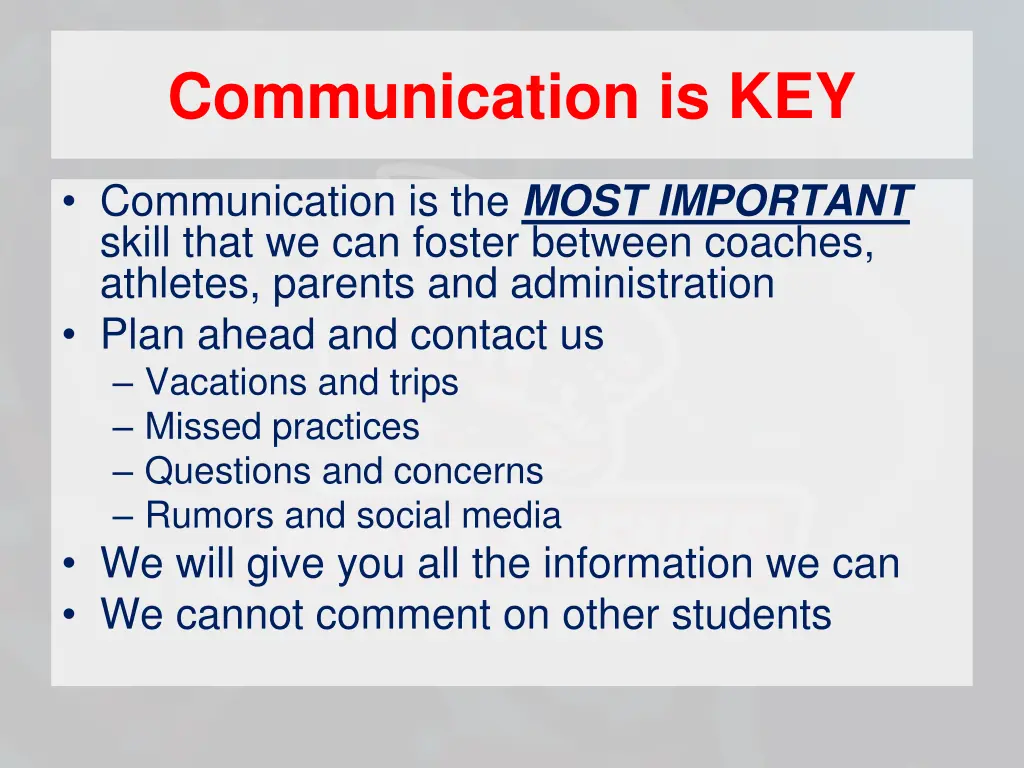 communication is key