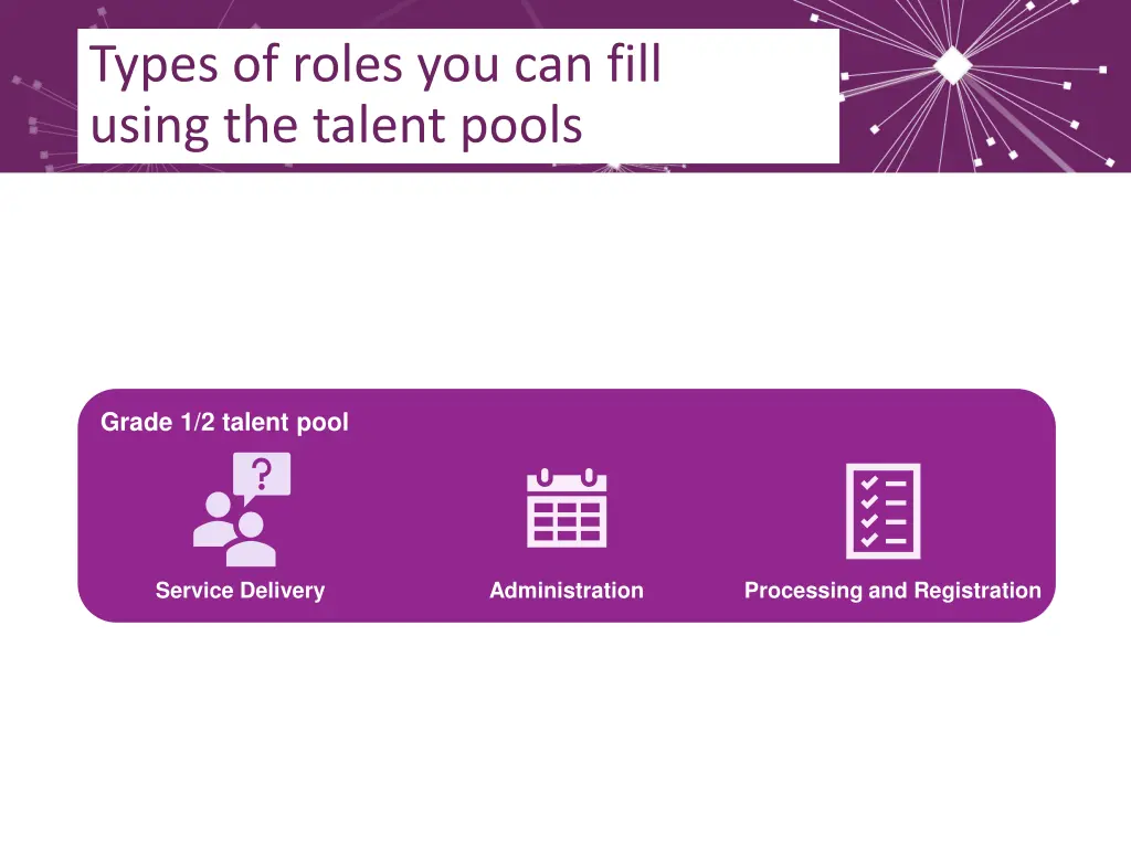 types of roles you can fill using the talent pools