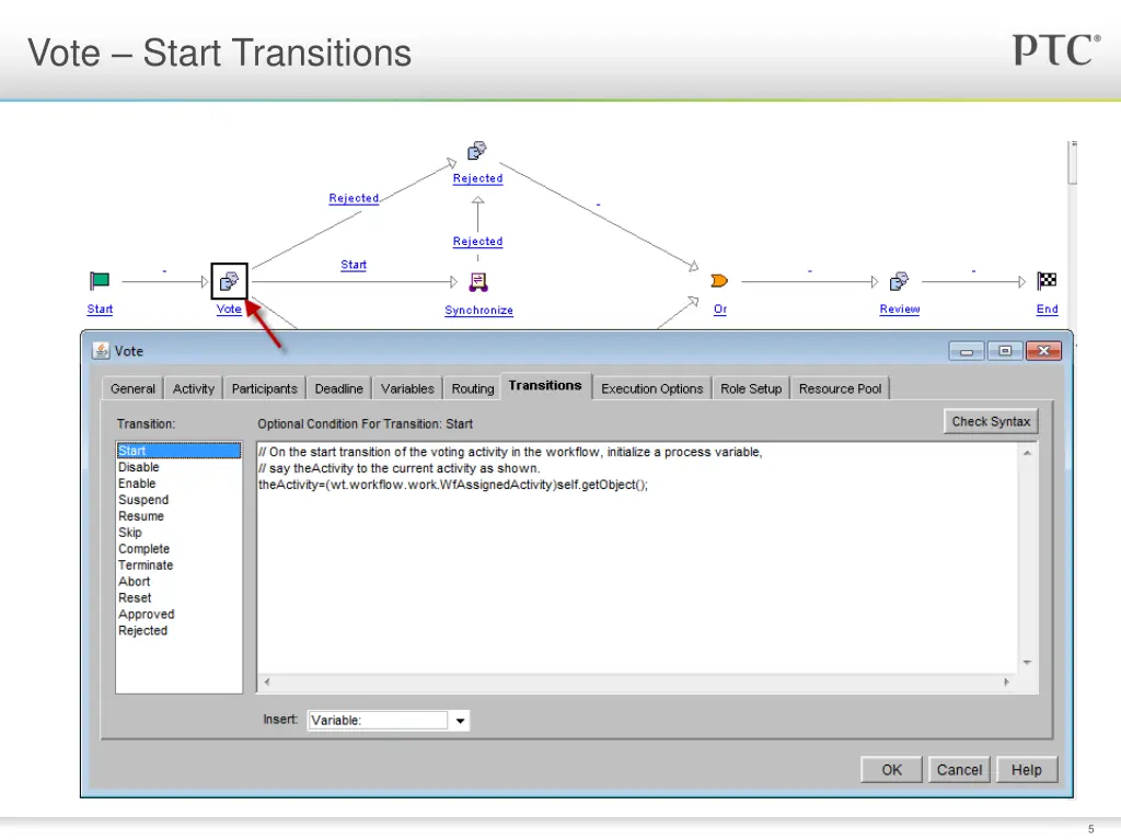 vote start transitions