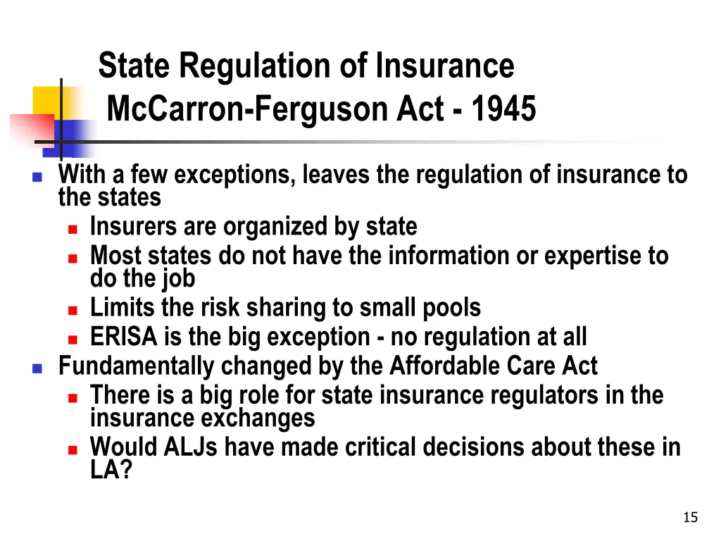 state regulation of insurance mccarron ferguson