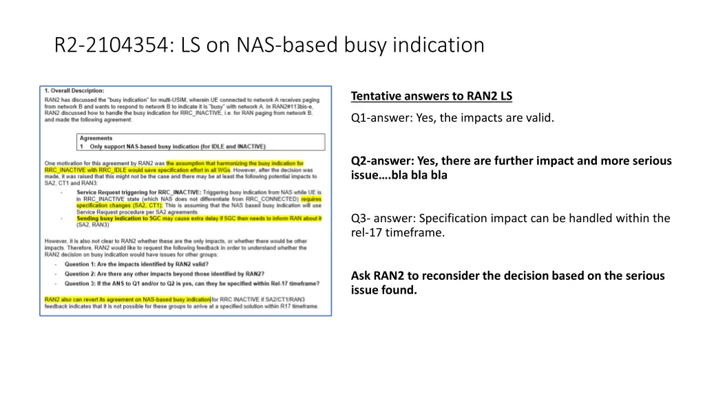 r2 2104354 ls on nas based busy indication
